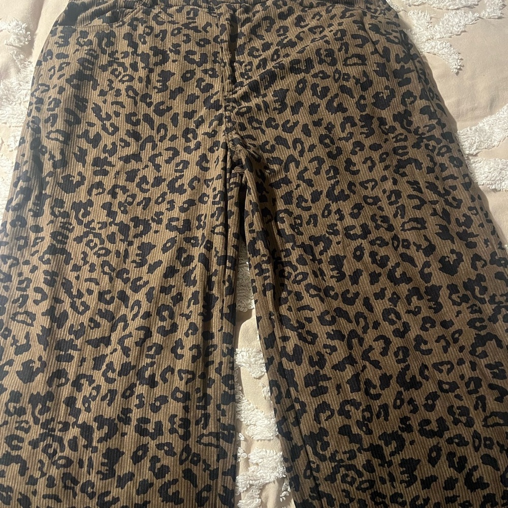 SHEIN Leopard Print Wide Leg Pants - Brown and Black
